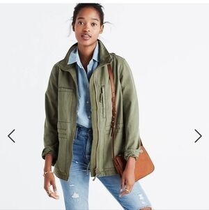 MADEWELL FLEET JACKET IN KHAKI GREEN, SZ SMALL